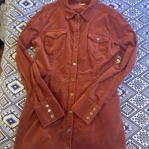 Free People, Dynomite Burnt Orange Corduroy Long Sleeve Dress, Size L